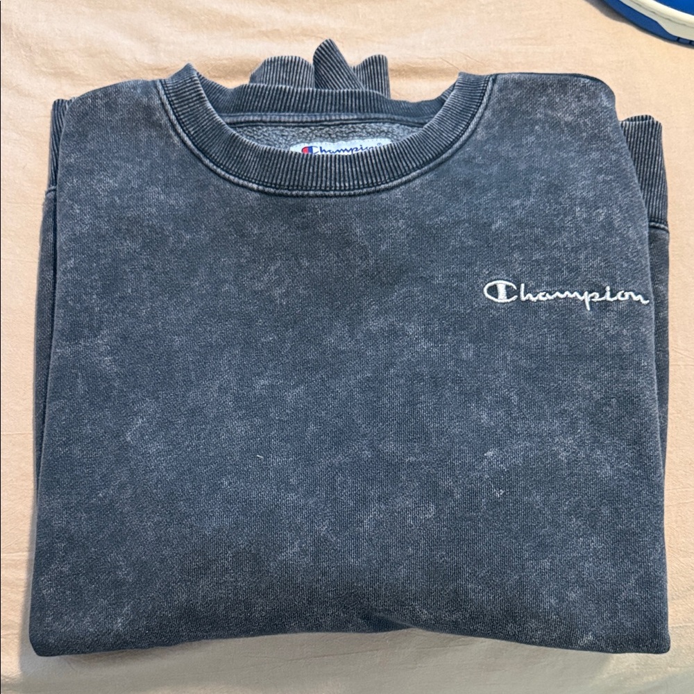 Champion Vintage-Style Washed Charcoal Crewneck Sweatshirt